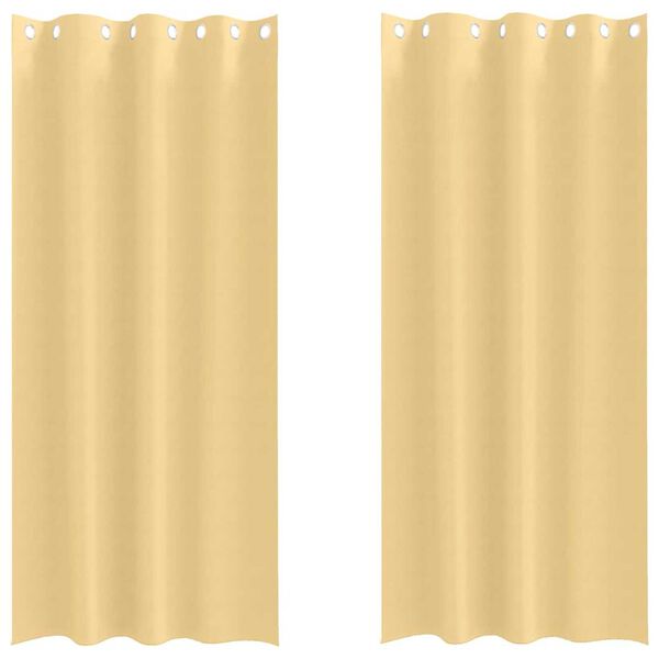 vidaXL Svartgardínur með hringjum 2 pcs Drapplitaður 245 x 140 cm