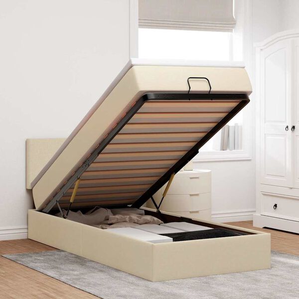 vidaXL Ottoman r&uacute;mgrind me&eth; d&yacute;nukremi 80x200 cm Efni