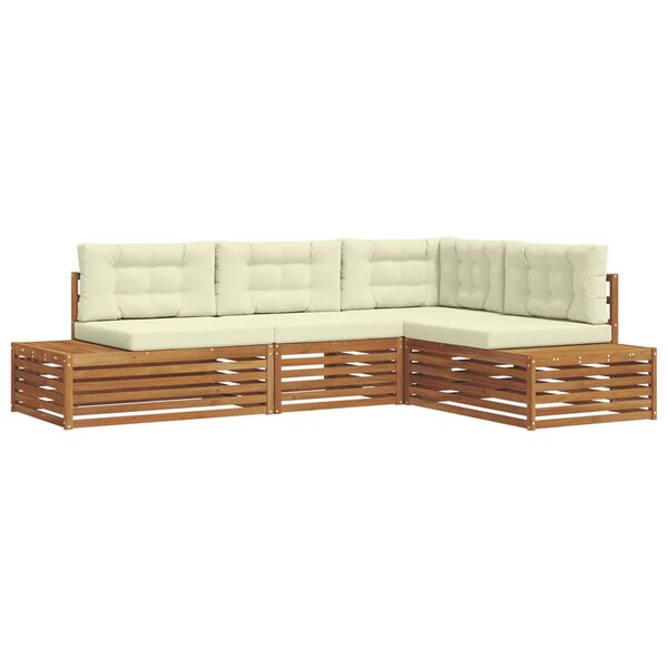 vidaXL &Uacute;ti s&oacute;fasett me&eth; p&uacute;&eth;i 4 Stykki N&aacute;tt&uacute;rulegt og Krem