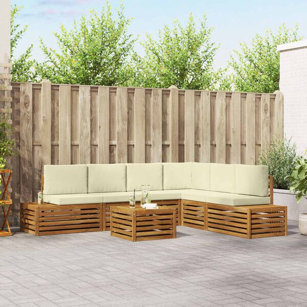 vidaXL &Uacute;ti s&oacute;fasett me&eth; p&uacute;&eth;i 7 Stykki N&aacute;tt&uacute;rulegt og Krem