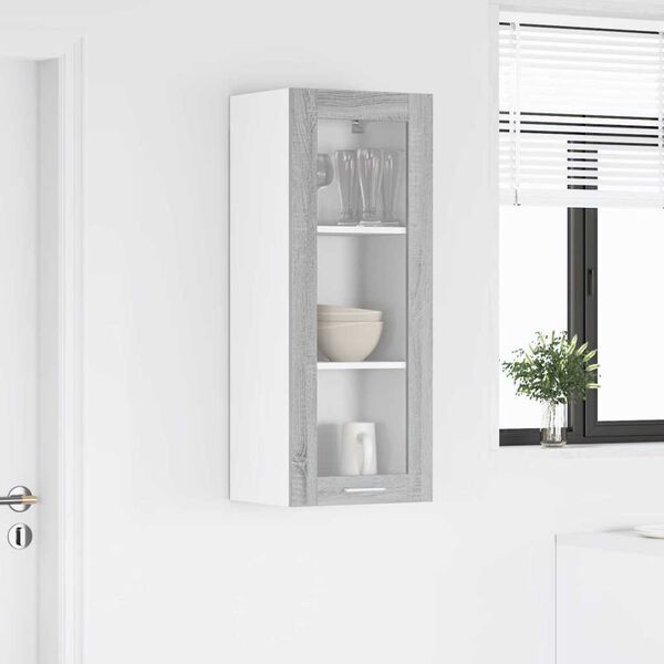 vidaXL Vegghengdur sk&aacute;pur Gr&aacute;r Sonoma 40 x 31 x 100 cm Samsettur vi&eth;ur