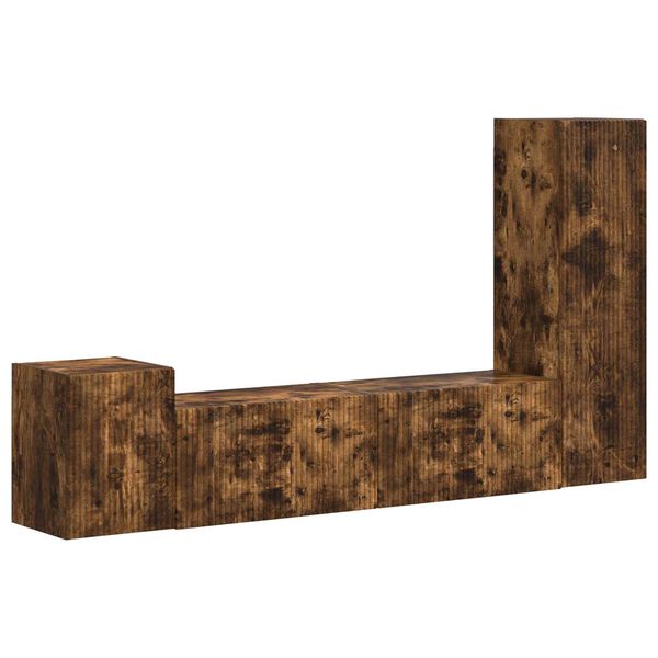 vidaXL Sj&oacute;nvarpssk&aacute;pasett Vegghengt 4 pcs Rau&eth;-eik Samsettur vi&eth;ur