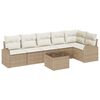 vidaXL Gar&eth;s&oacute;fa sett me&eth; p&uacute;&eth;i 7 pcs Beige og Hv&iacute;tt p&oacute;l&yacute;rattan
