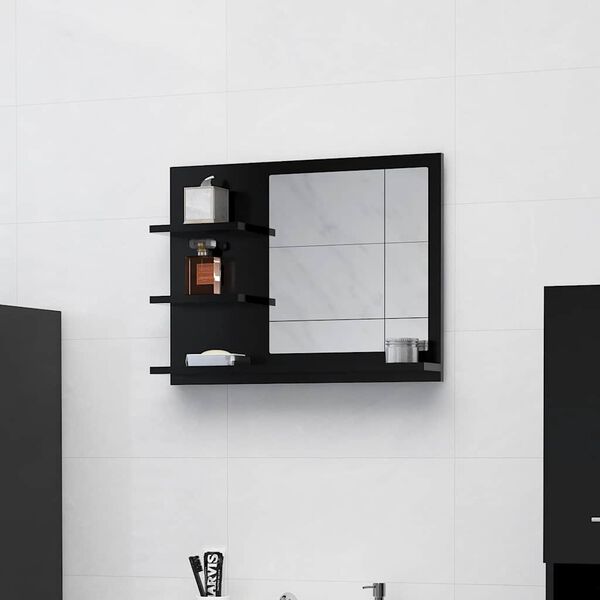 805007 vidaXL Bathroom Mirror Black 60x10,5x45 cm Chipboard