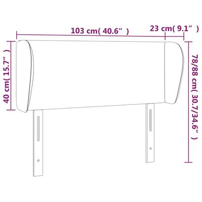 vidaXL Höfðagafl með Eyrum 103x23x78/88 cm Svart Leðurlíki