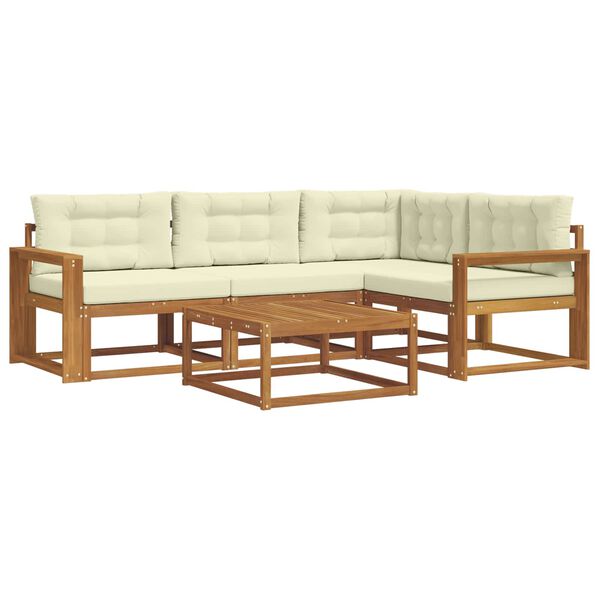 vidaXL &Uacute;ti s&oacute;fasett me&eth; p&uacute;&eth;i 5 pcs N&aacute;tt&uacute;rulegt og Krem