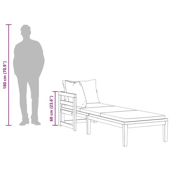 vidaXL Sólbekkur með 1 Armhvílu Rjómahvítur Gegnheill Akasíuviður