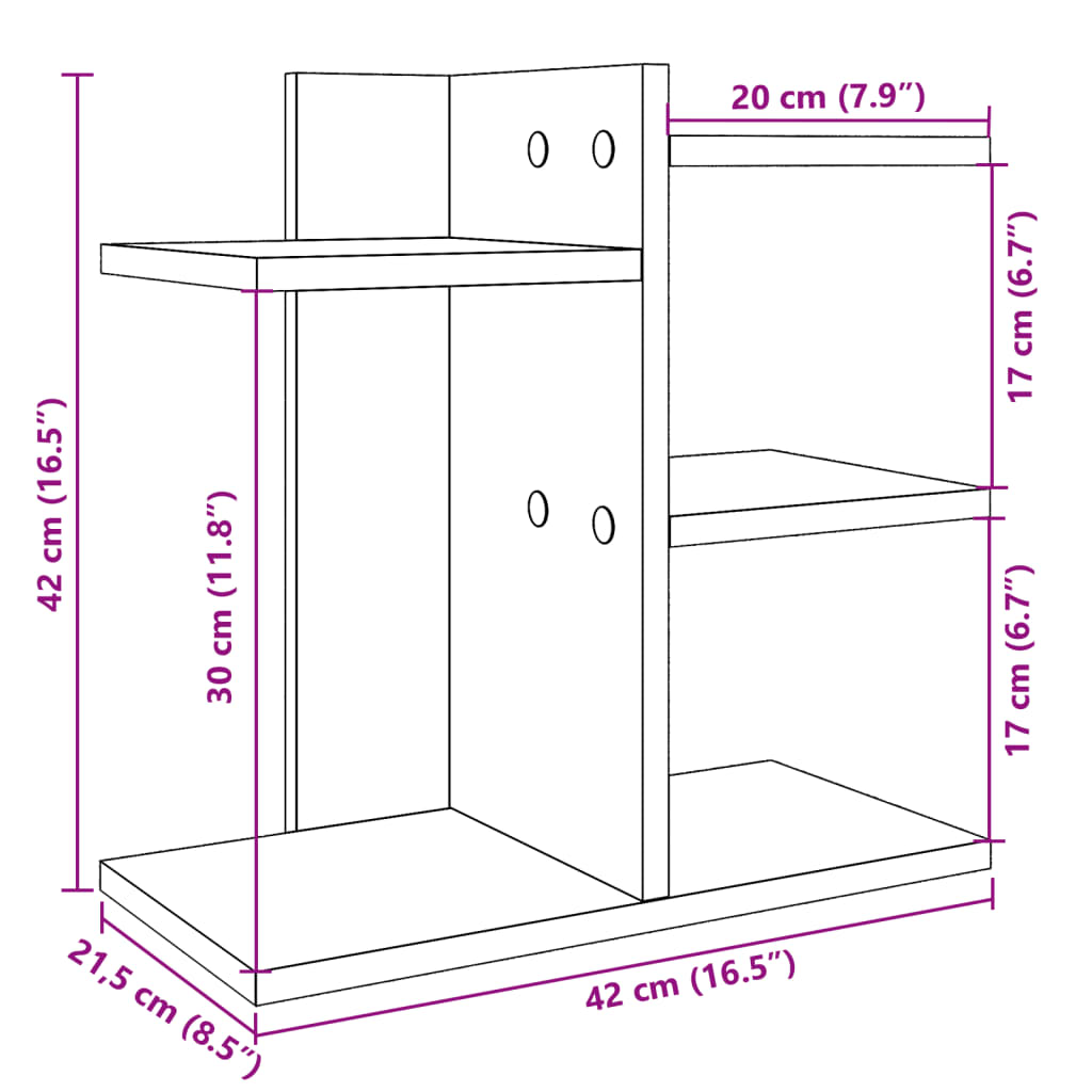 vidaXL Skrifborðsskipuleggjari Hvítur 42x21,5x42 cm Samsettur Viður