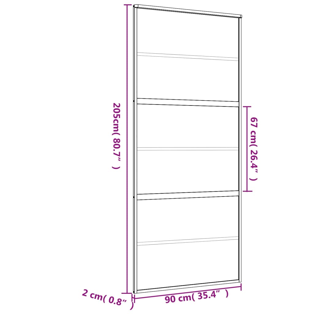 vidaXL Rennihurð Gyllt 90x205 cm Glært Hert Gler og Ál