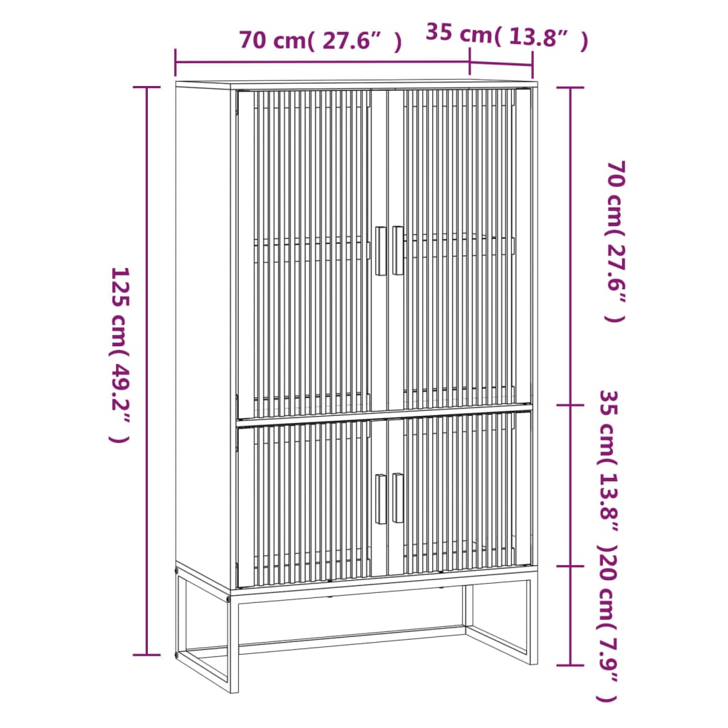 vidaXL Skenkur Svartur 70x35x125 cm Samsettur Viður