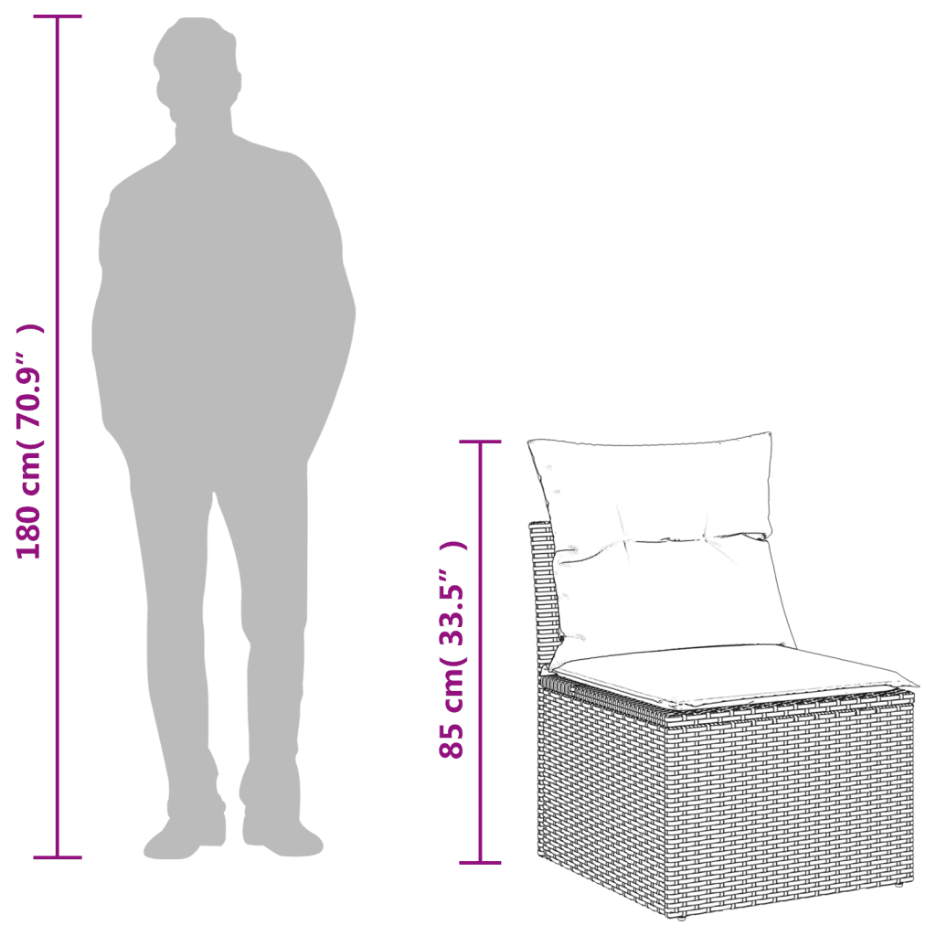 vidaXL 12 Hluta Garðsófasett með Sessum Grár Pólýrattan