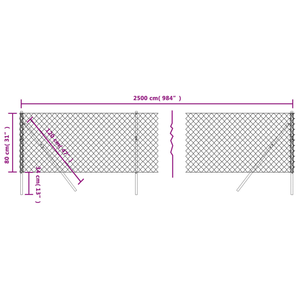 vidaXL Netagirðing Græn 0,8x25 m