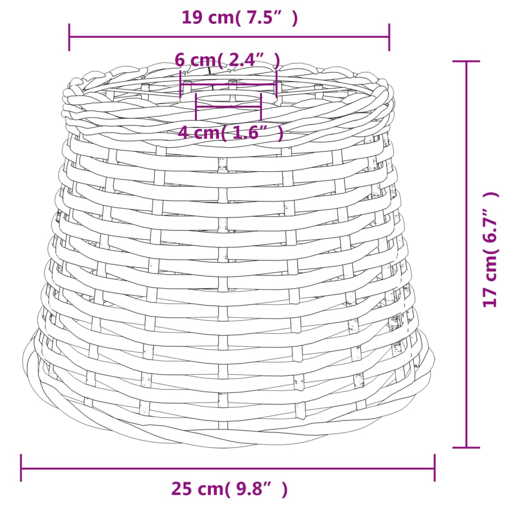 vidaXL Loftlampaskermur Hvítur Ø25x17 cm Víðitág