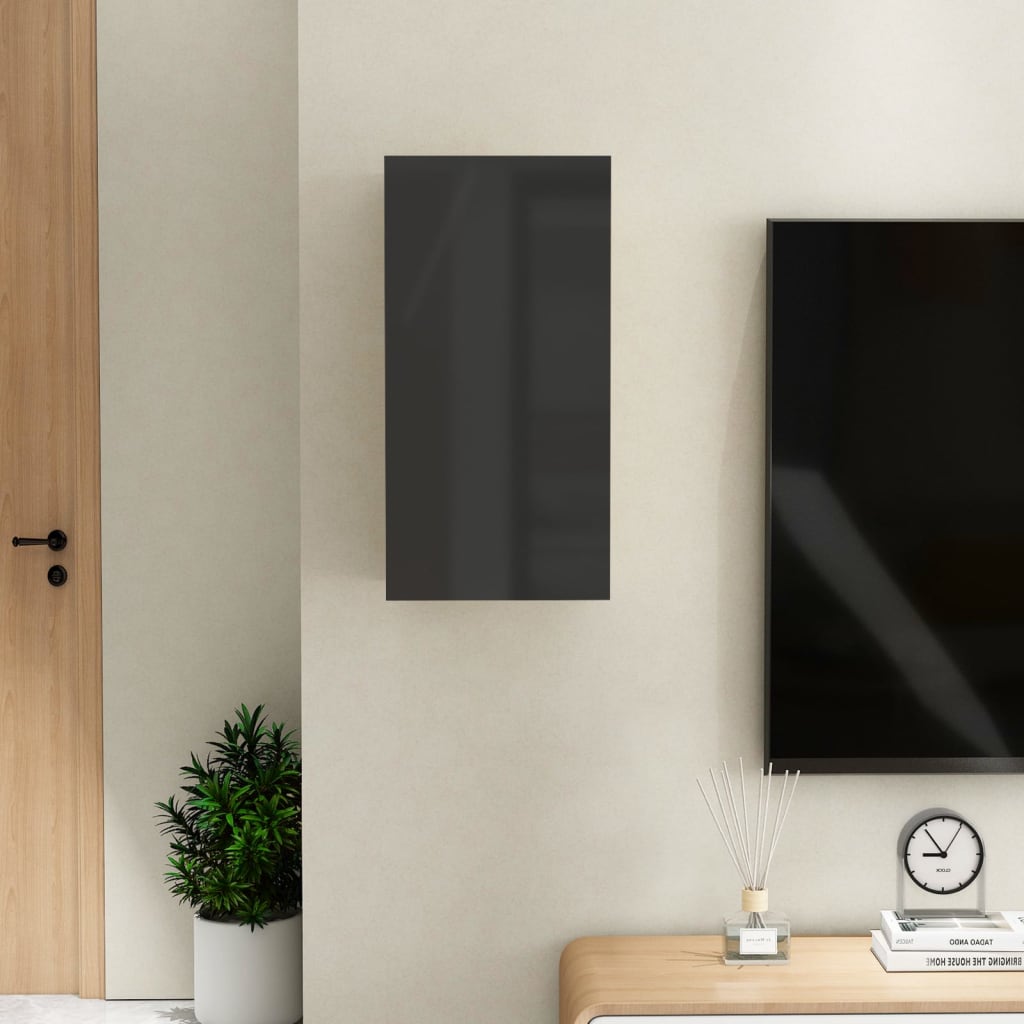 803340 vidaXL TV Cabinet High Gloss Black 30,5x30x60 cm Chipboard