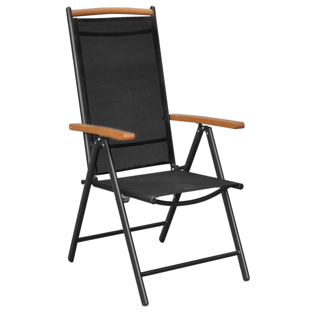 41733 vidaXL Folding Garden Chairs 4 pcs Aluminium and Textilene Black