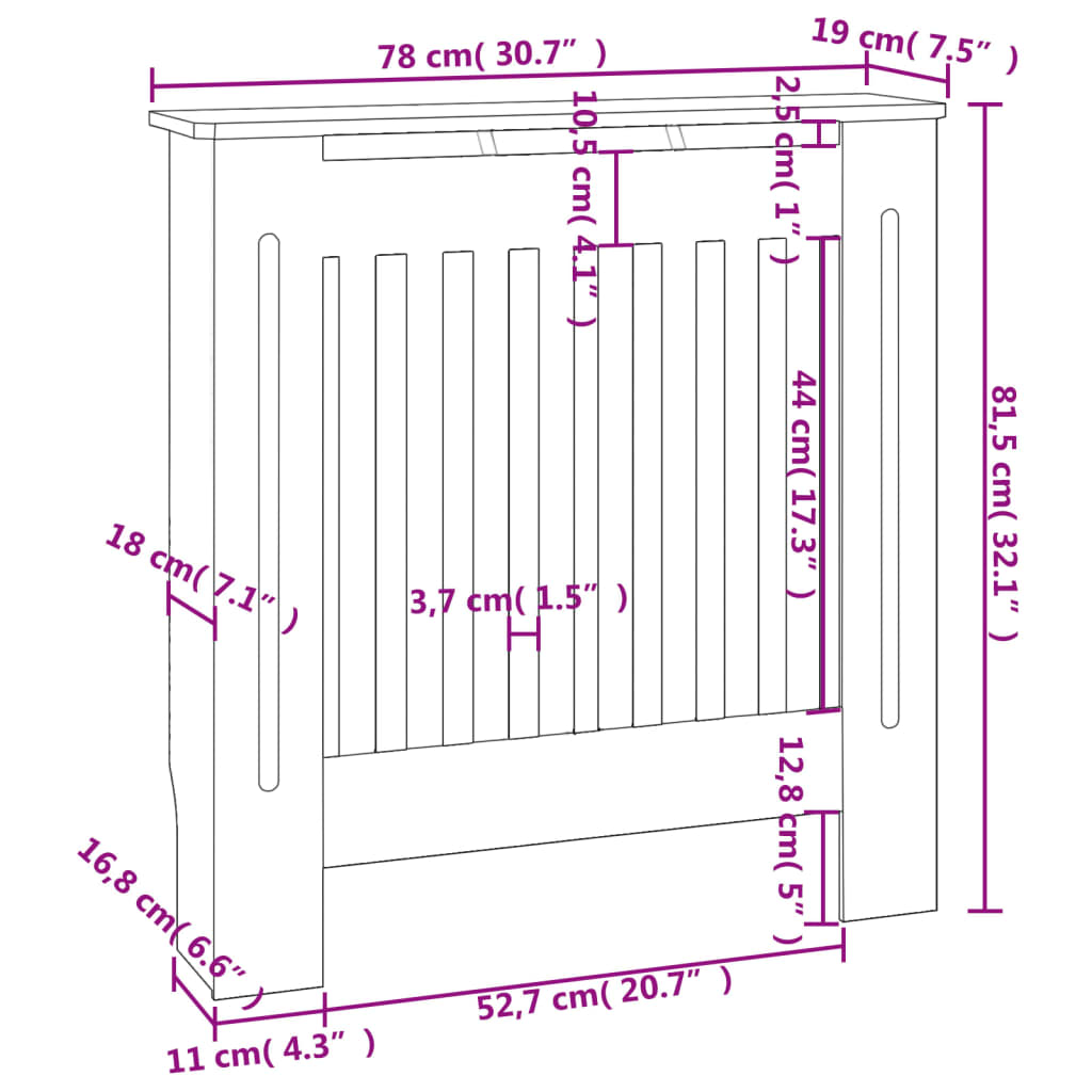 vidaXL MDF Ofnhlíf Svört 78 cm