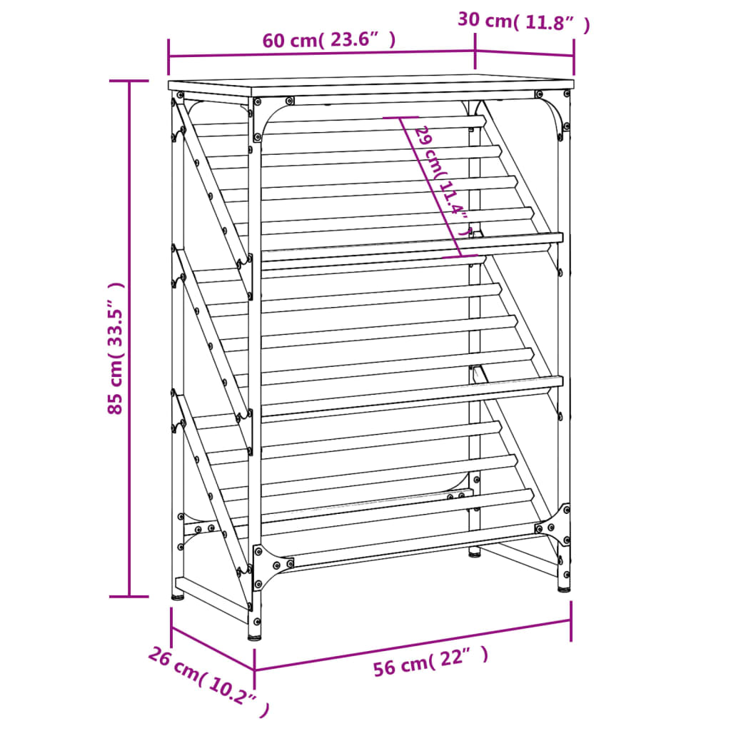 vidaXL Skóbekkur Sonoma Eikarlitur 60x30x85 cm Samsettur Viður