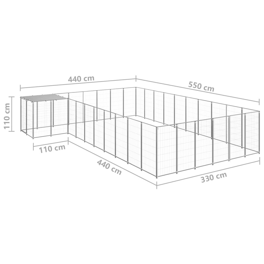 vidaXL Hundabyrgi Silver 19,36 m² Stál