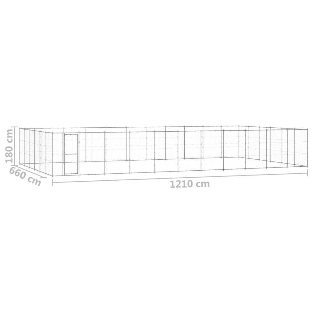 vidaXL Útihundabyrgi Galvanhúðað Stál 79,86 m²