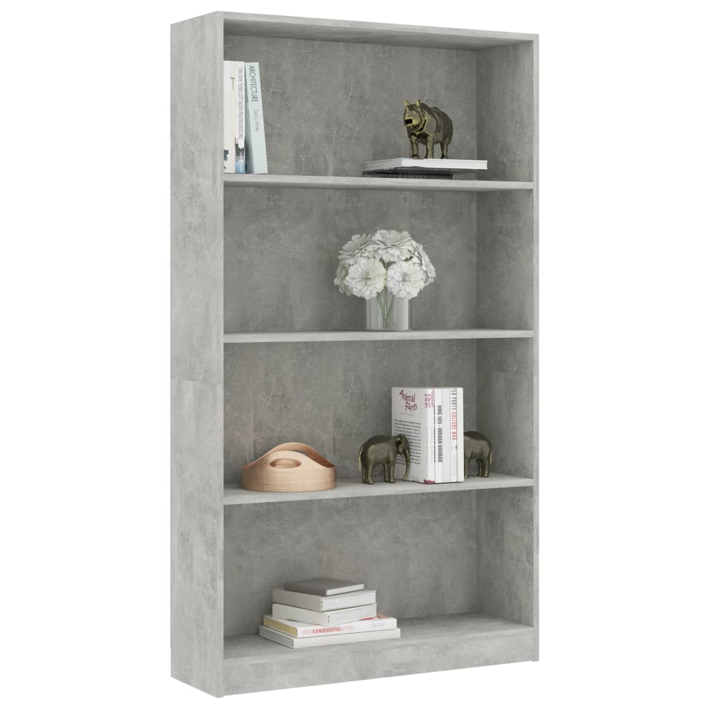 800913 vidaXL 4-Tier Book Cabinet Concrete Grey 80x24x142 cm Chipboard