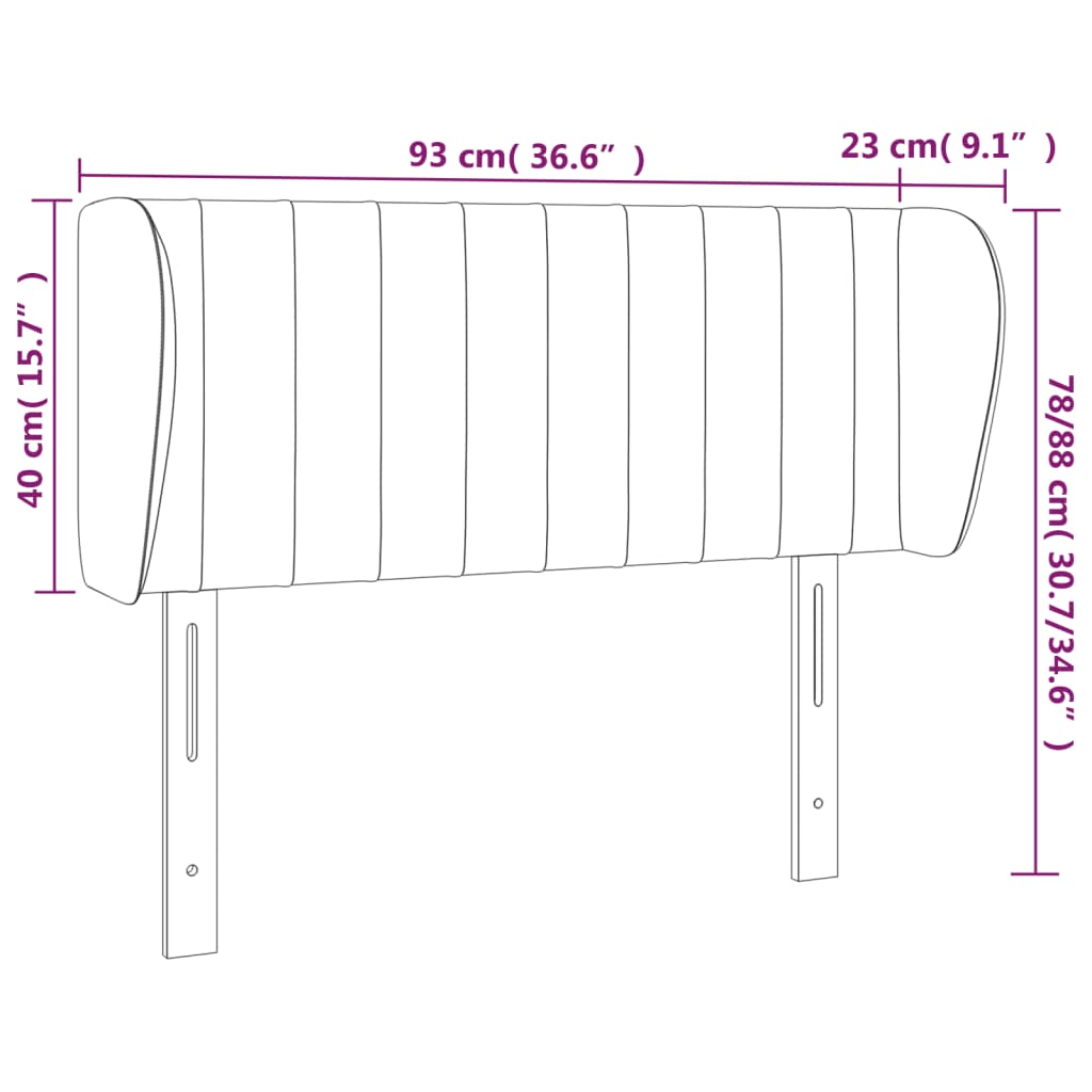 vidaXL Höfðagafl með Eyrum 93x23x78/88 cm Grænn Efni