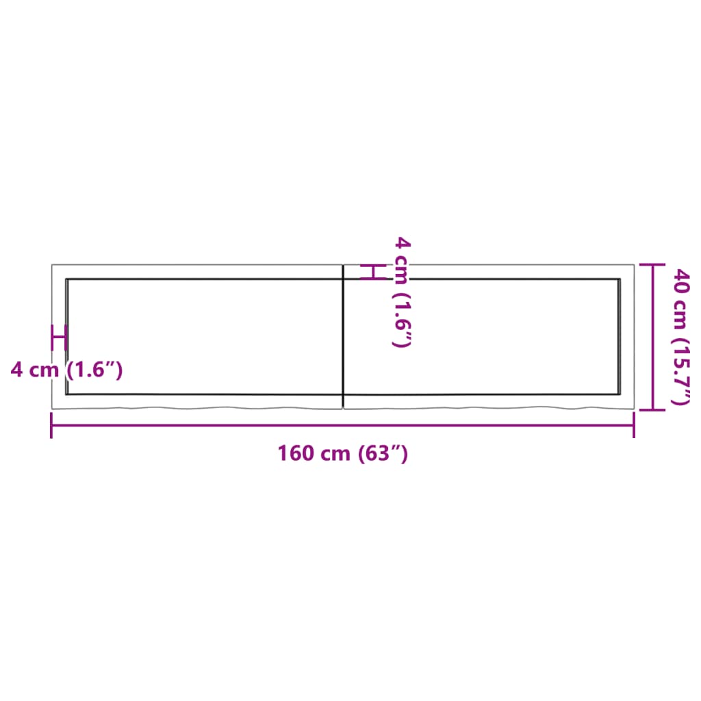 vidaXL Vegghilla Dökkbrún 160x40x(2-4) cm Meðhöndluð Gegnheil Eik