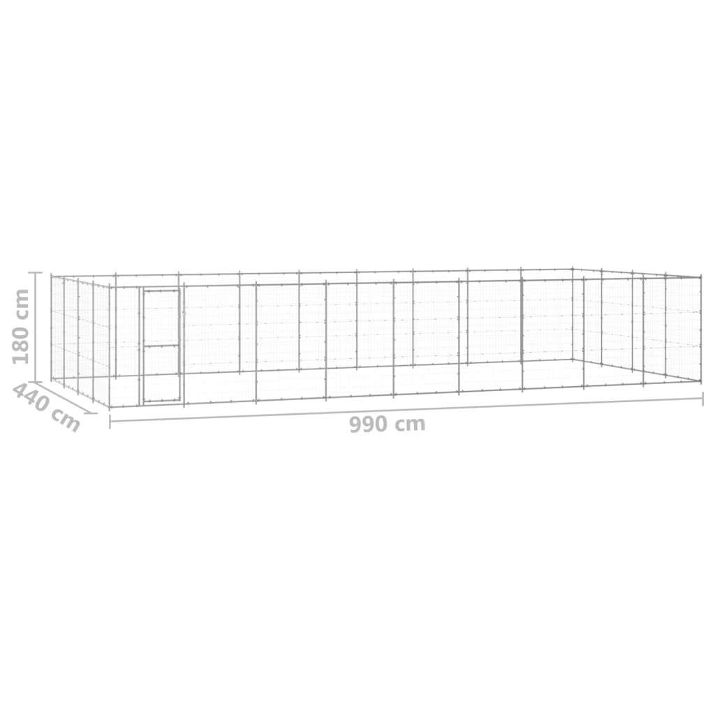 vidaXL Útihundabyrgi Galvanhúðað Stál 43,56 m²