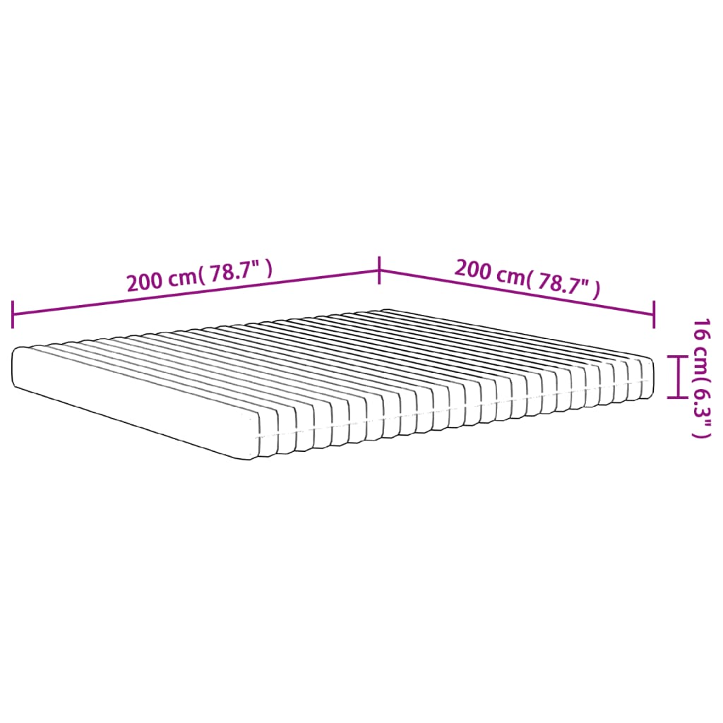 vidaXL Svampdýna Meðalmjúk 200x200 cm