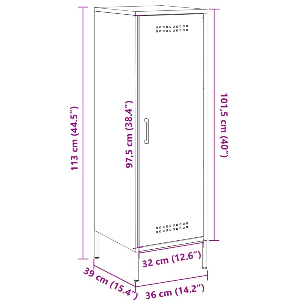 vidaXL Hár Skenkur Bleikur 36x39x113 cm Stál