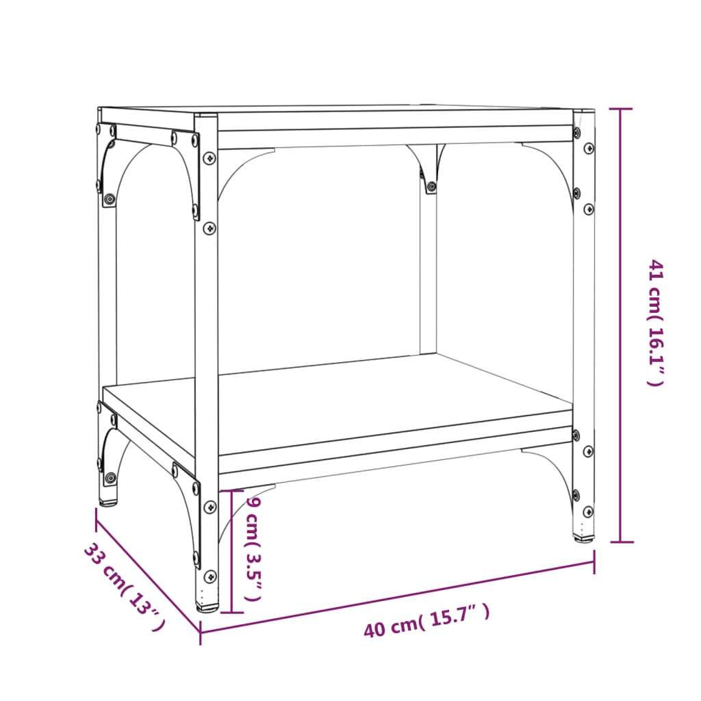 vidaXL Sjónvarpsskápur Sonoma Eik 40x33x41 cm Samsettur Viður Stál