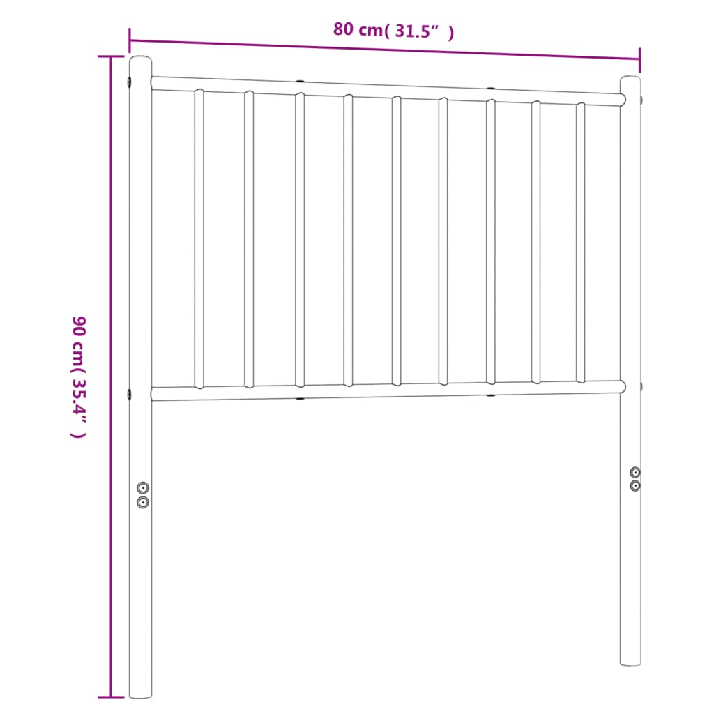 vidaXL Höfuðgafl úr Málmi Svartur 75 cm