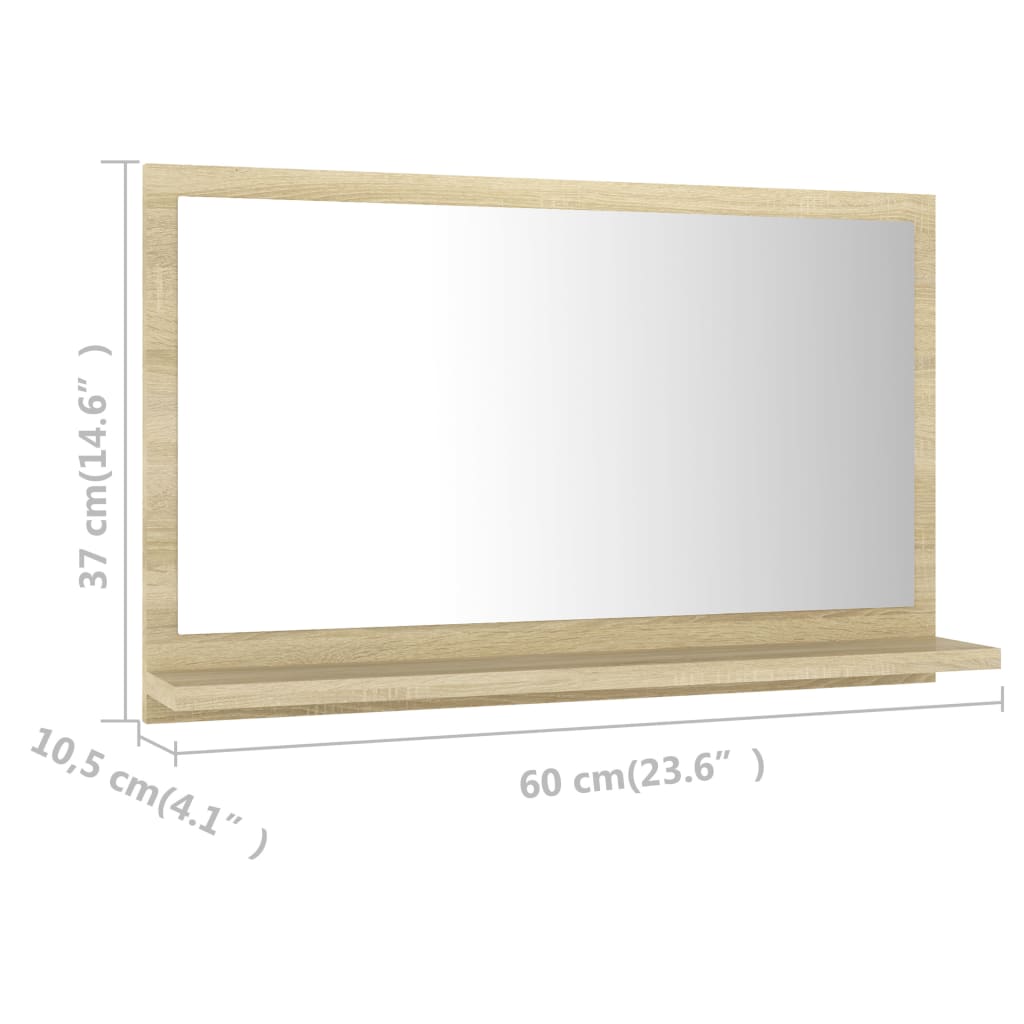 804565 vidaXL Bathroom Mirror Sonoma Oak 60x10,5x37 cm Chipboard