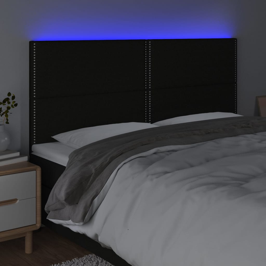 vidaXL LED höfuðgafl Svart 180x5x118/128 cm Efni