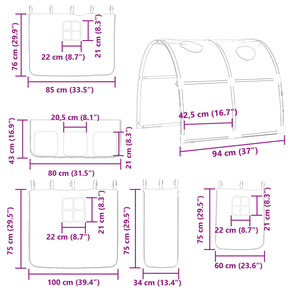 vidaXL Krakkakoja með Göngum Blár 90x190 cm Gegnheil Fura