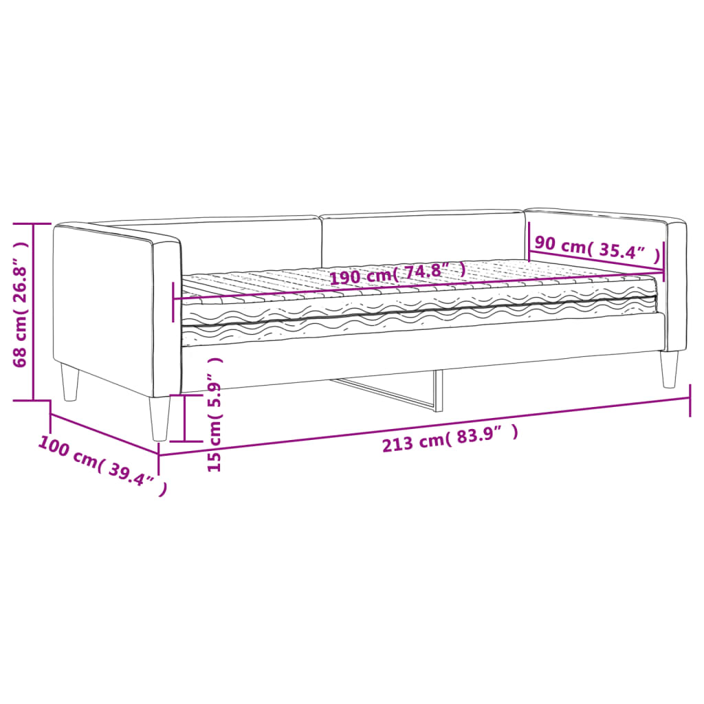 vidaXL Svefnsófi með Dýnu Svartur 90x190 cm Efni