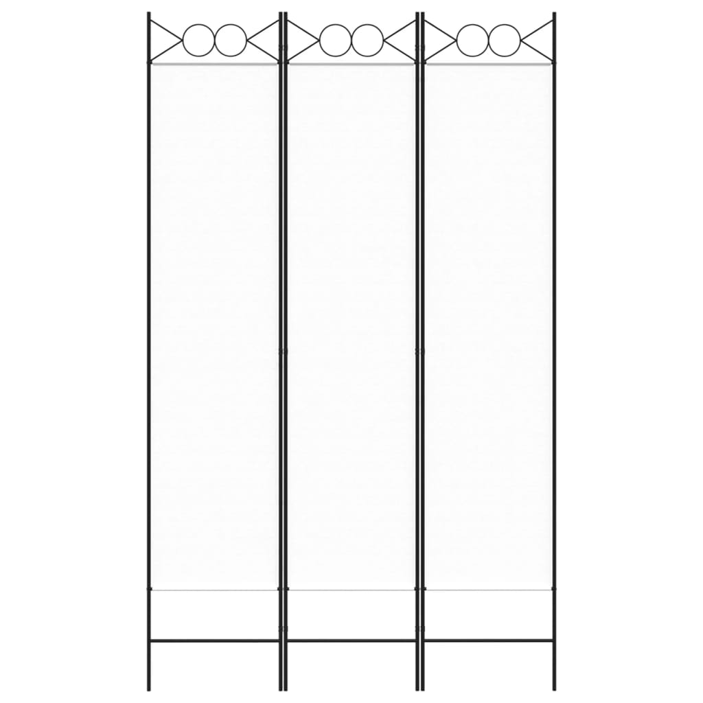 vidaXL 3-spjalda Skilrúm Hvítt 120x200 cm Tauáklæði