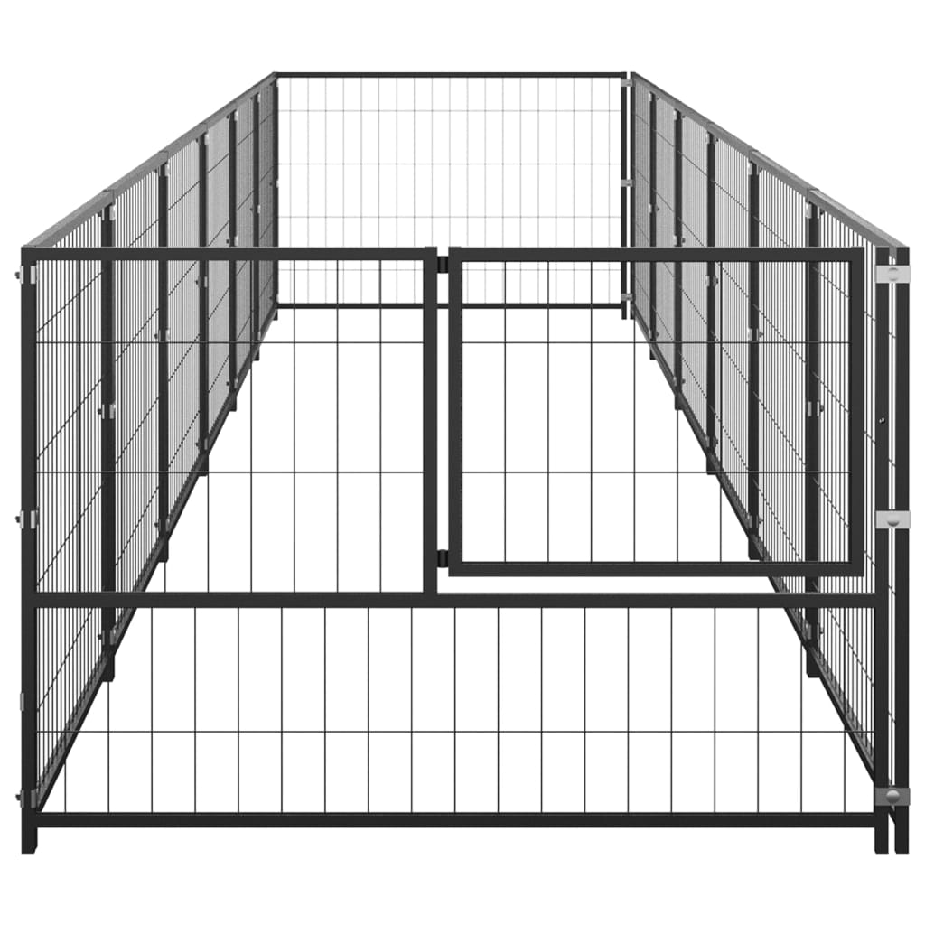 vidaXL Hundabyrgi Svart 6 m² Stál