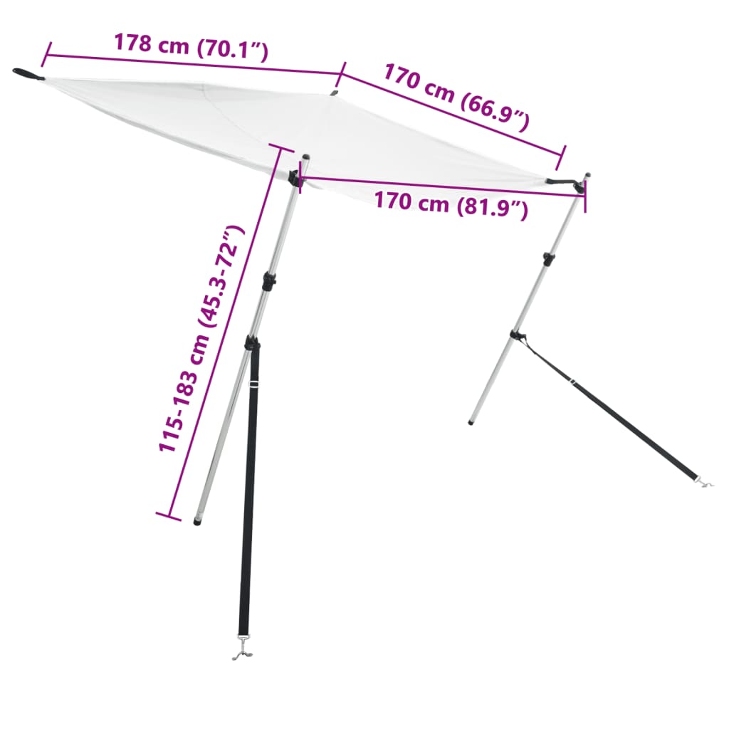 vidaXL T-laga Skyggnisframlengingar Hvítur 174x205x(115-194) cm