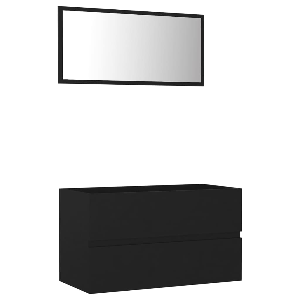 804882 vidaXL 2 Piece Bathroom Furniture Set Black Chipboard