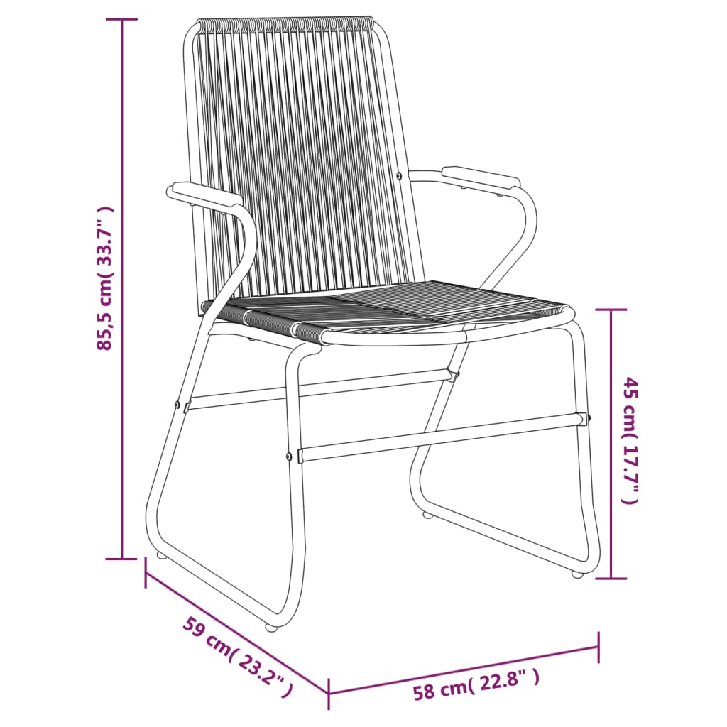 vidaXL 5 Parta Garðborðstofusett Svart PVC Rattan