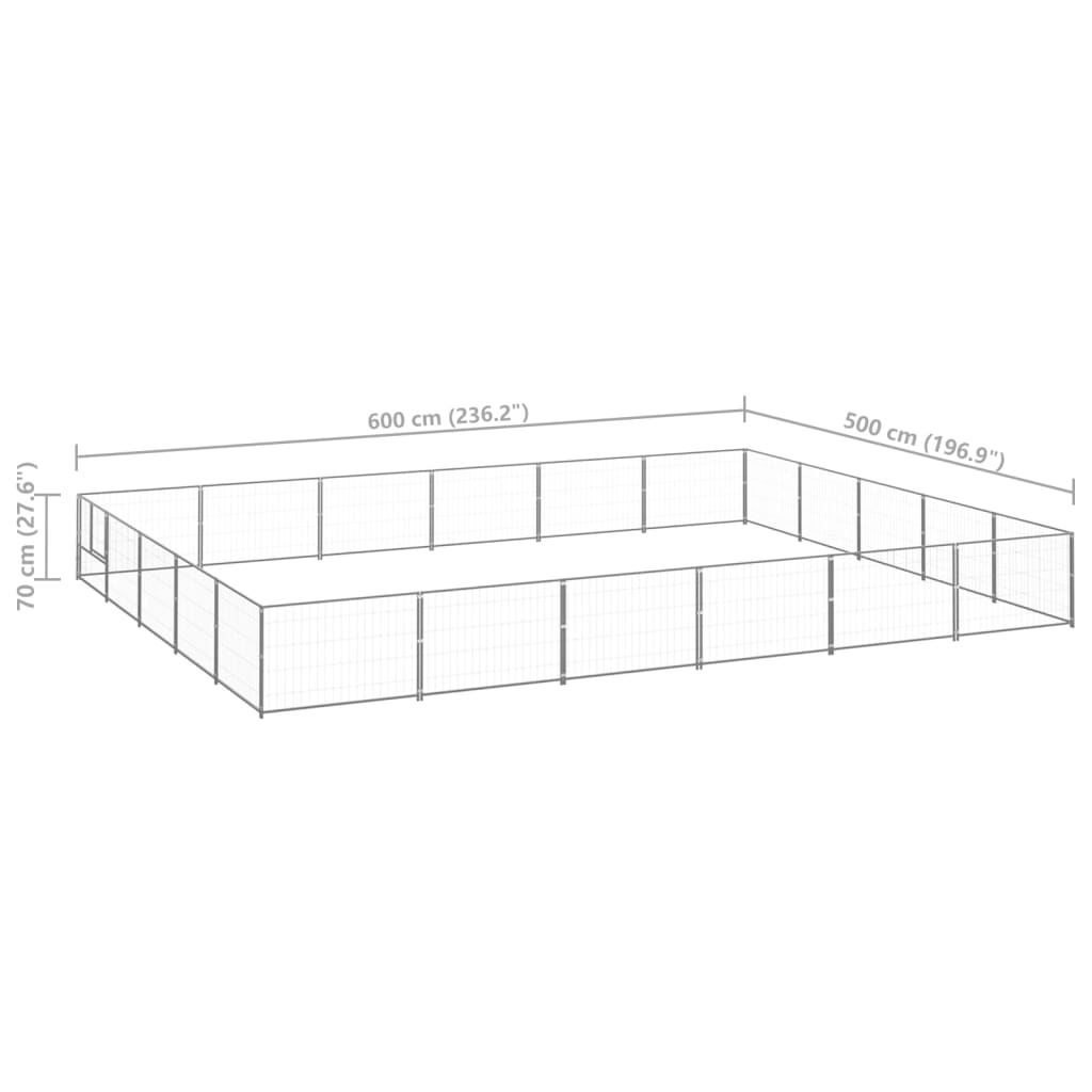 vidaXL Hundabyrgi Silfur 30 m² Stál