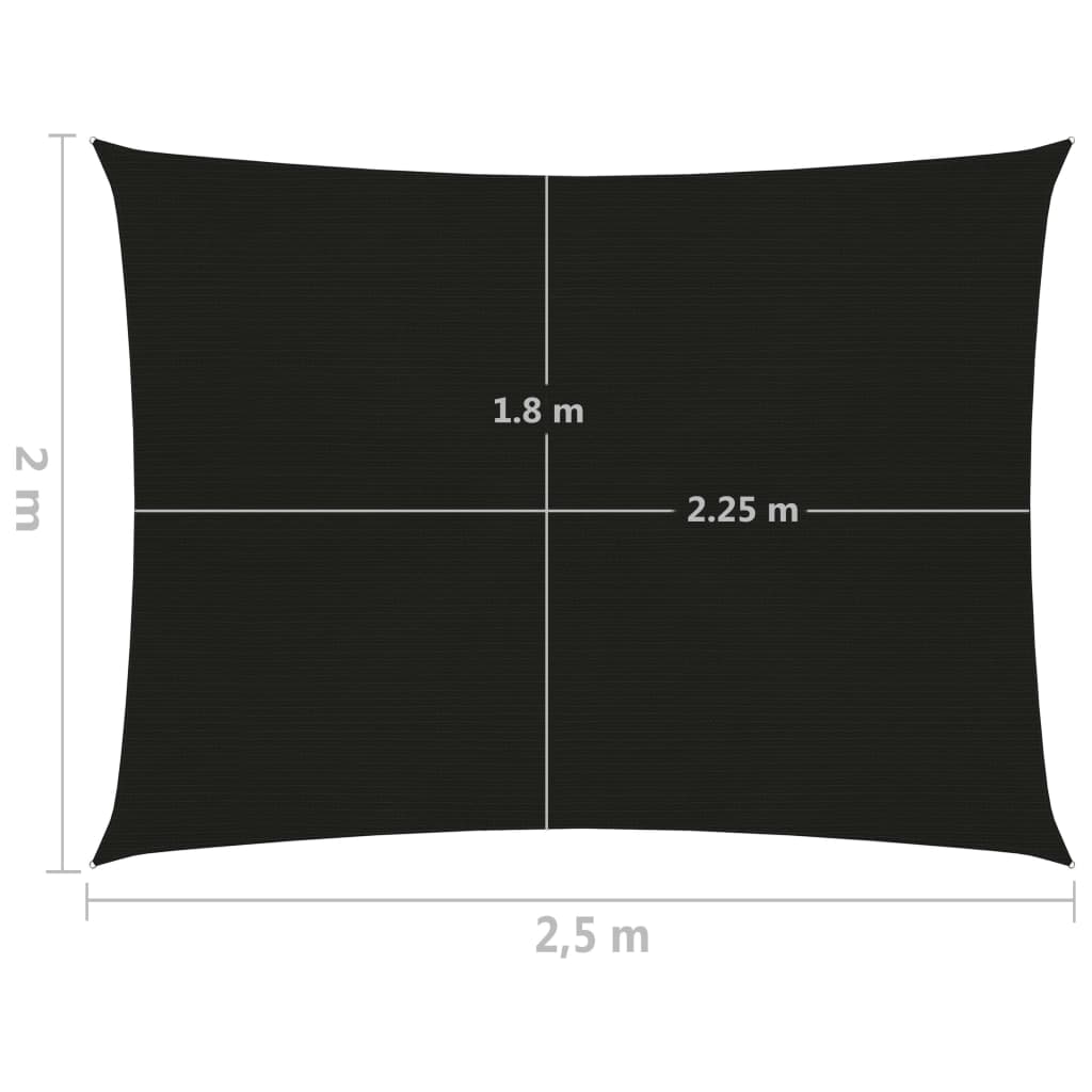 vidaXL Skyggnidúkur 160 g/m² Svartur 2x2,5 m HDPE