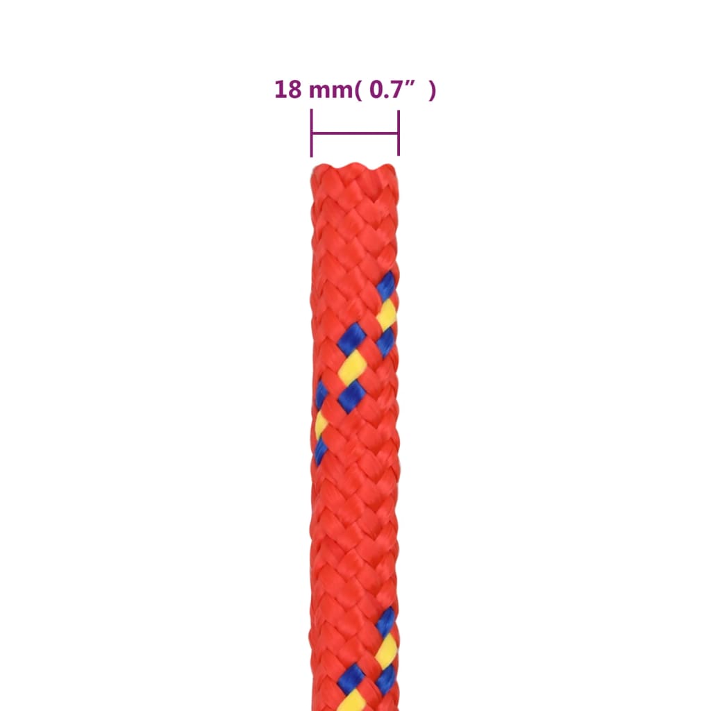 vidaXL Bátareipi Rauð 18 mm 25 m Pólýprópýlen