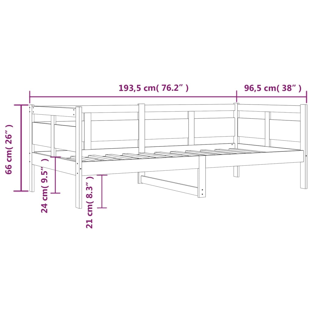 vidaXL Svefnsófi Ljósbrúnn Gegnheil Fura 90x190 cm