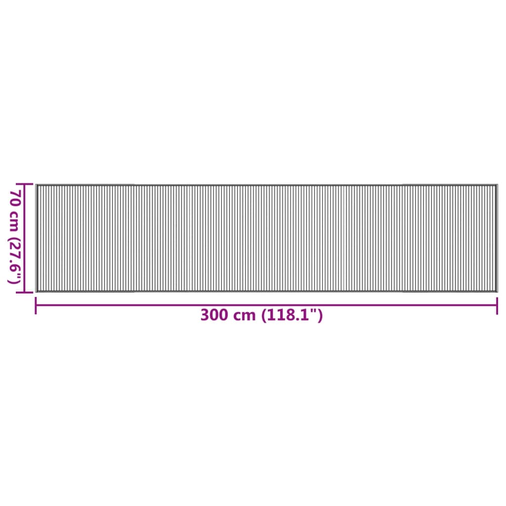 vidaXL Motta Rétthyrnd Svart 70x300 cm Bambus