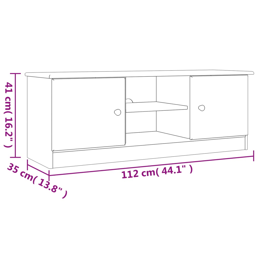 vidaXL Sjónvarpsskápur „ALTA“ Hvítur 112x35x41 cm Gegnheil Fura