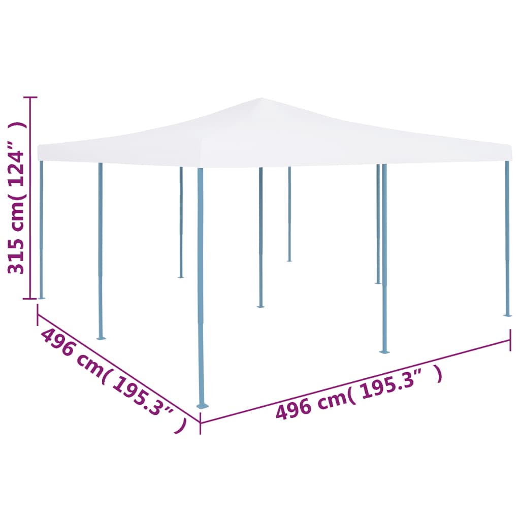 vidaXL Garðskáli með Felligrind 5x5 m Hvítur