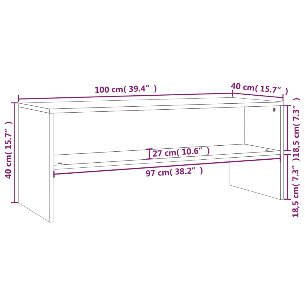 vidaXL Sjónvarpsskápur Reyklituð Eik 100x40x40 cm Samsettur Viður