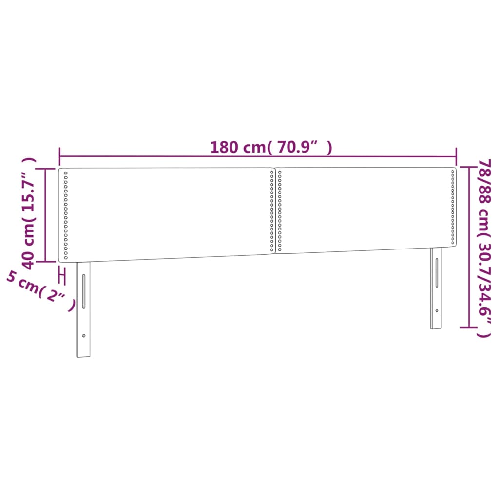 vidaXL LED Höfðagafl 180x5x78/88 cm Dökkgrátt Efni