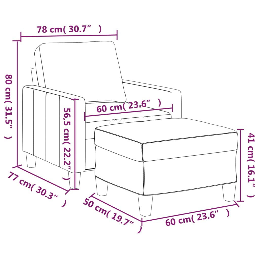 vidaXL Sófastóll með Fótskemli Kaffibrún 60 cm Gervileður